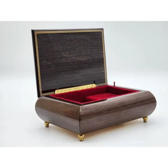Romance Italian Music Box Inlaid Floral Lacquered Jewelry Trinket